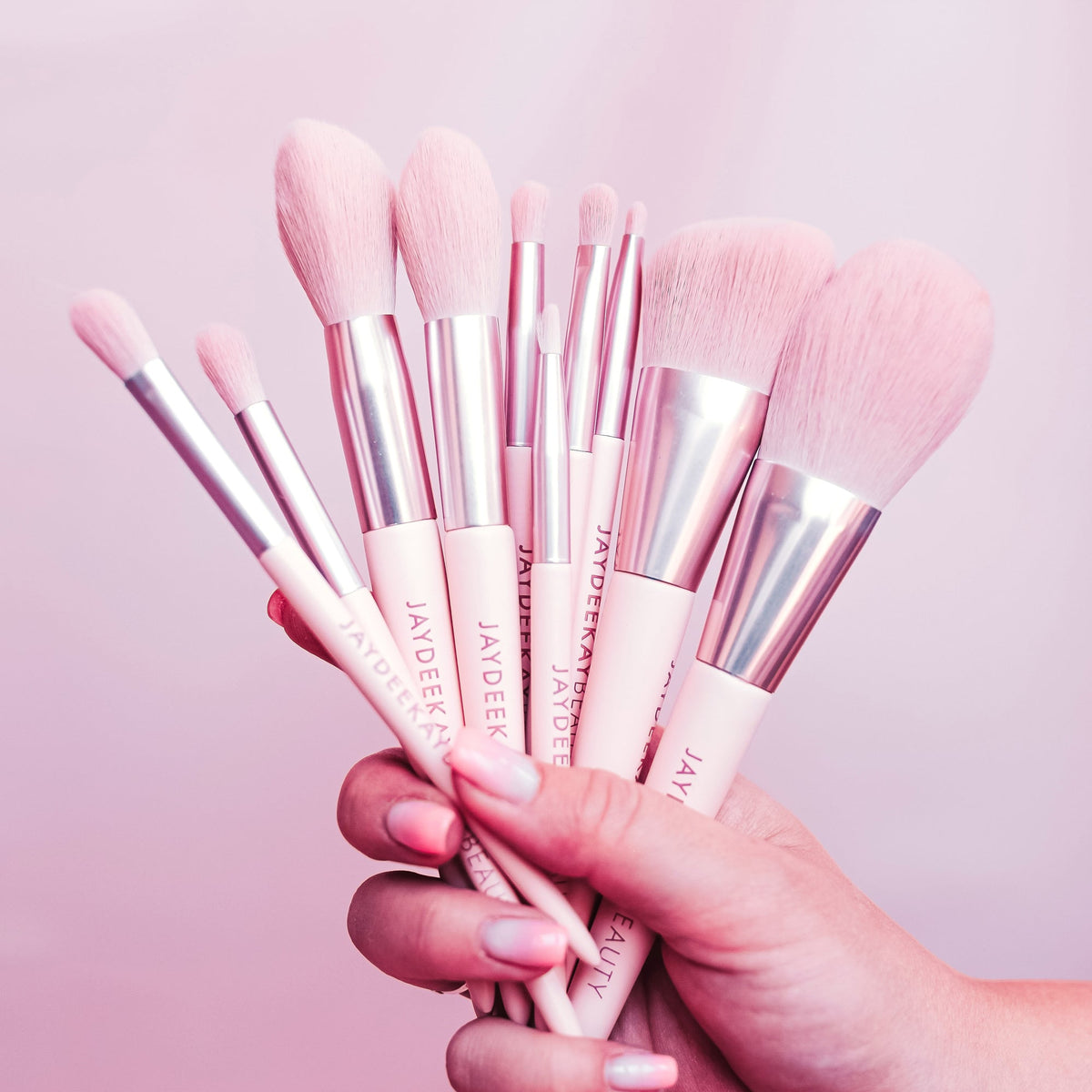 Blush Pink Brush Set with Pink Storage Bag