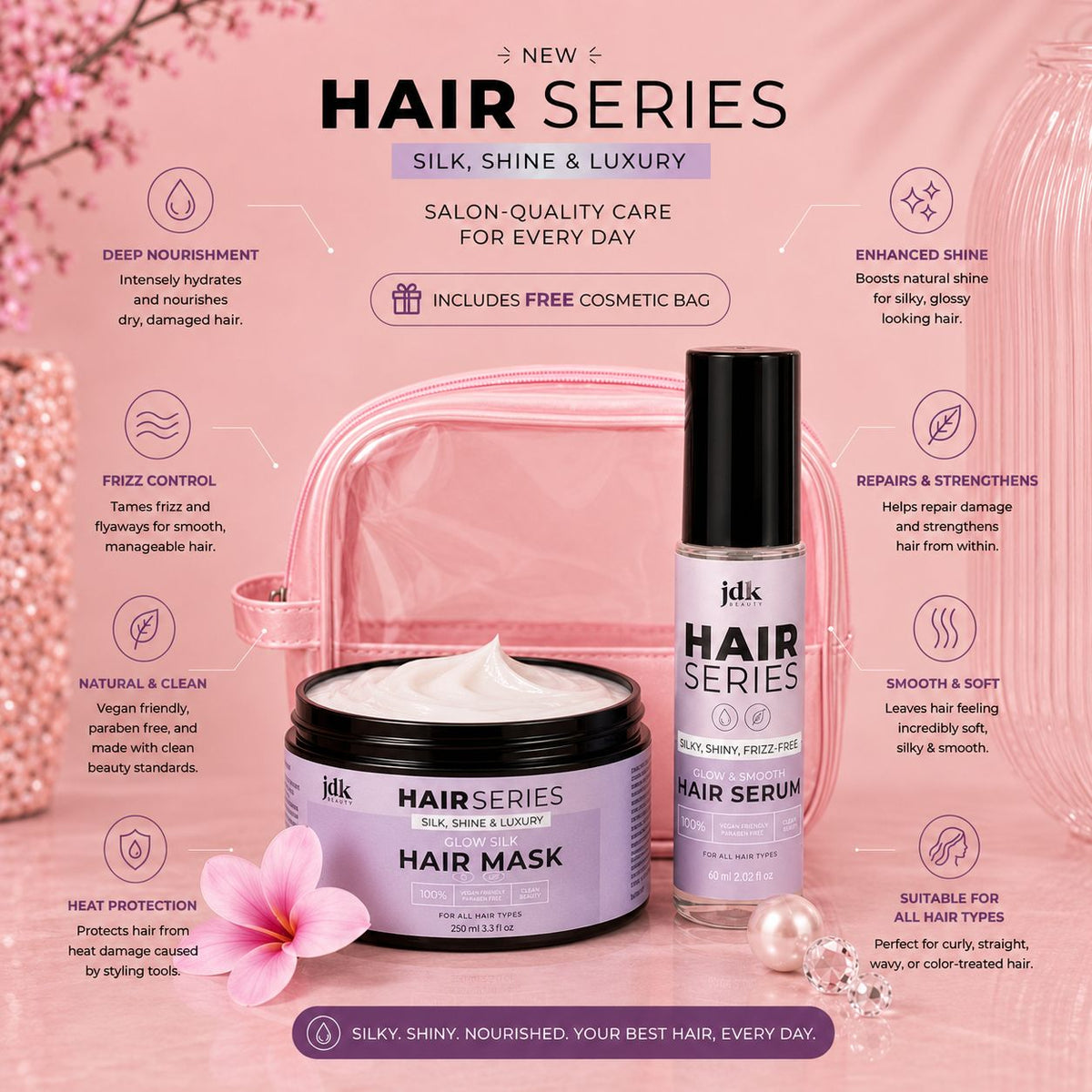 Hair Series Duo Glow Silk Hair Mask + Glow & Smooth Hair Serum